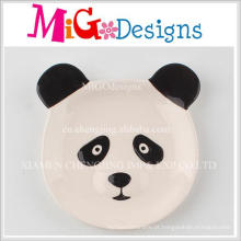 Feito à mão personalizado cerâmica casamento Panda em forma de disco de jóias de anel